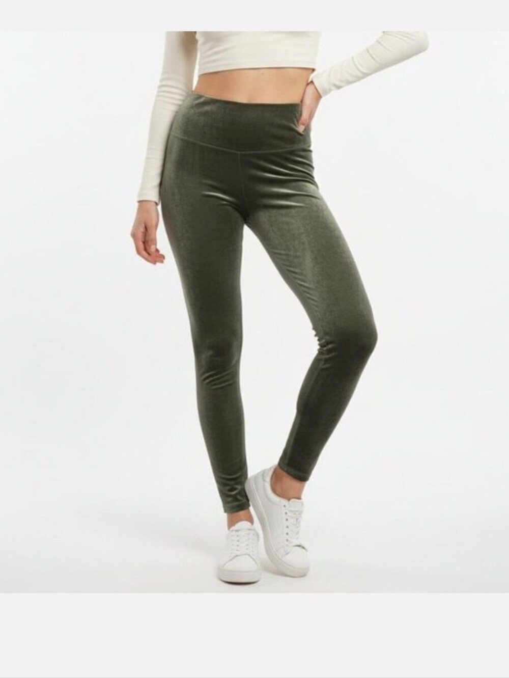 SPANX Olive Green Velvet Women's Leggings Size XL